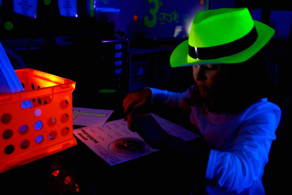 girl playing game in dark