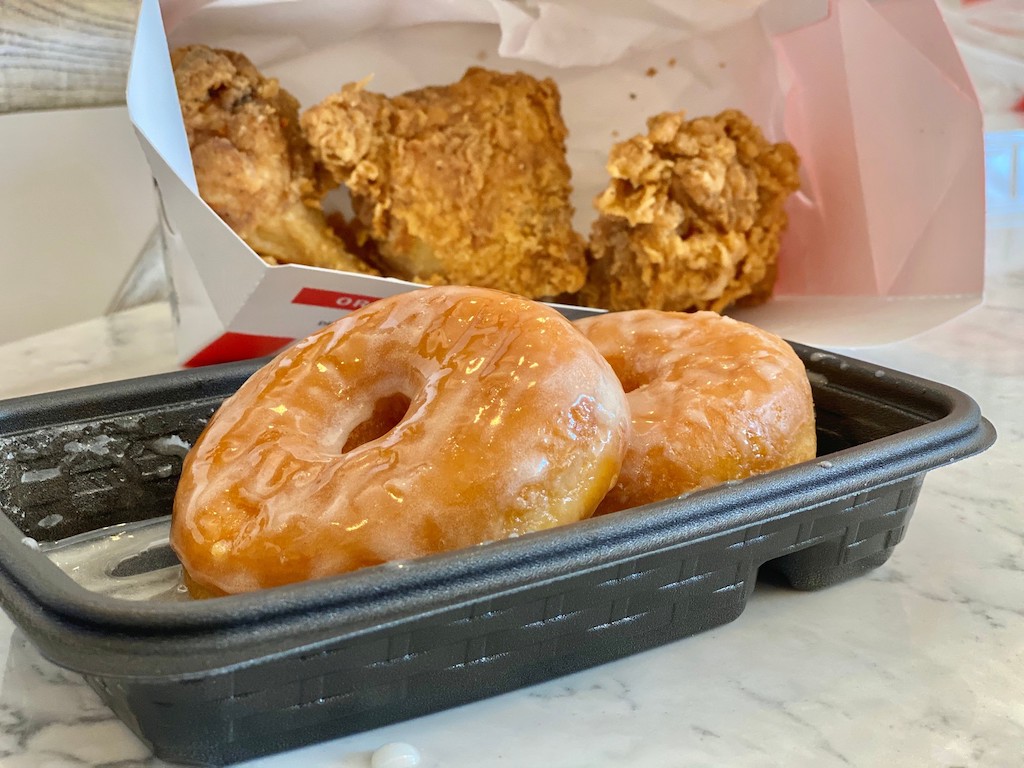 glazed donuts with KFC fried chicken 