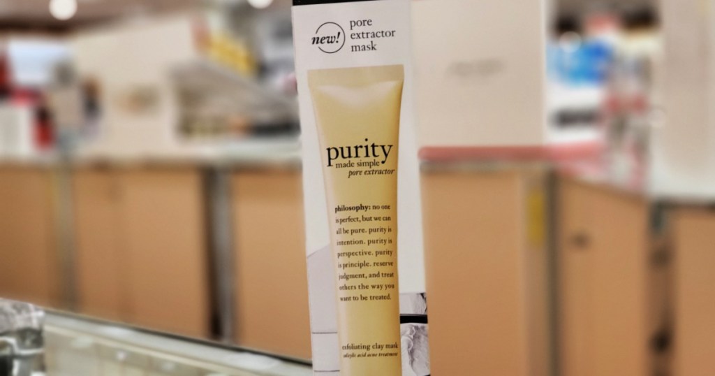 box of philosophy purity pore extractor mask on counter