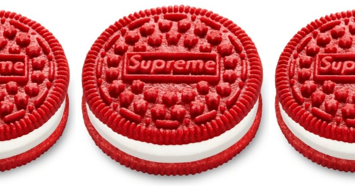 3 red OREOs stamped with the word Supreme