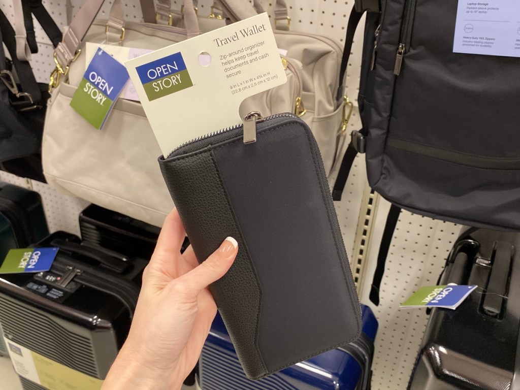 black travel wallet