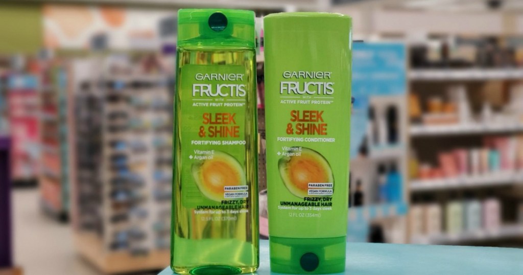 shampoo and conditioner on display in a store