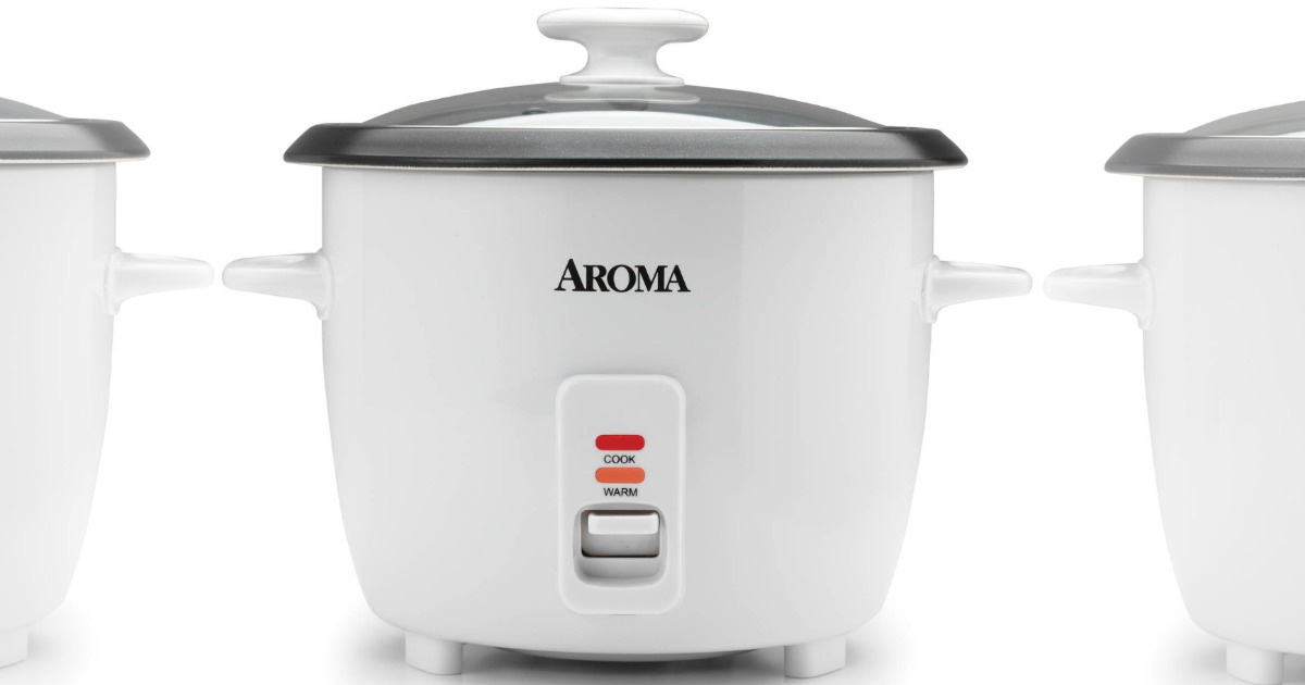 Front view of a small rice steaming appliance