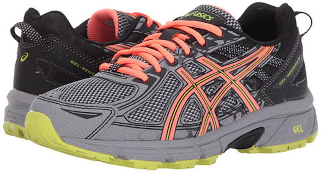 grey, orange, black and yellow Asics Women's Gel-Venture 6 Trail Running Shoes D Width