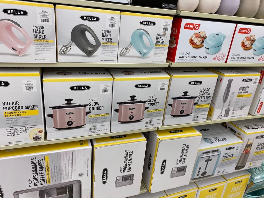 wall of bella kitchen appliances at hobby lobby