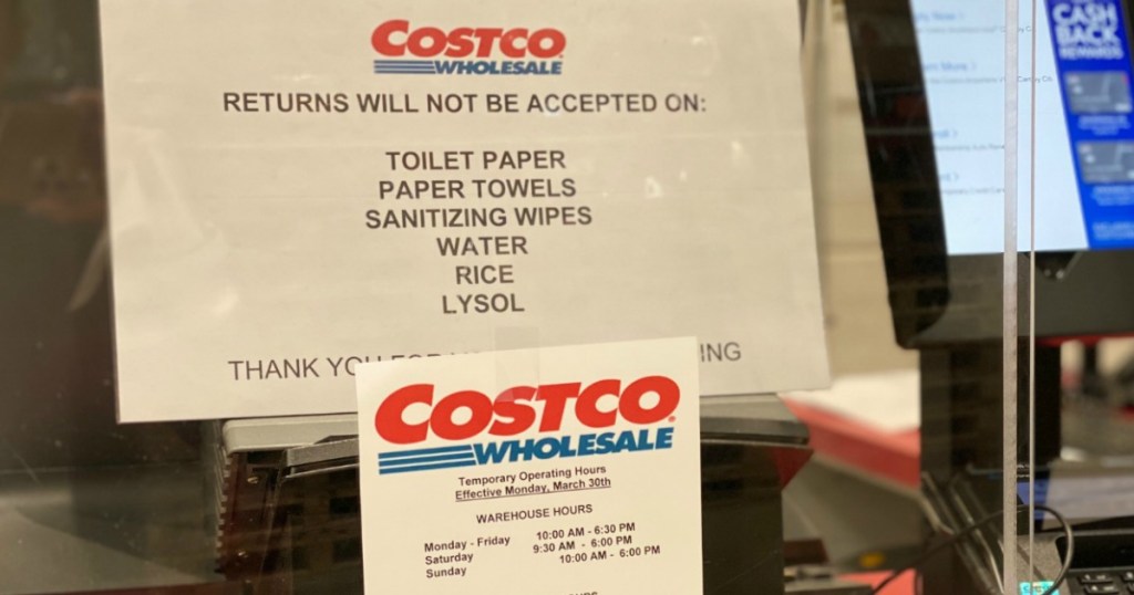 Costco Returns Signage in warehouse