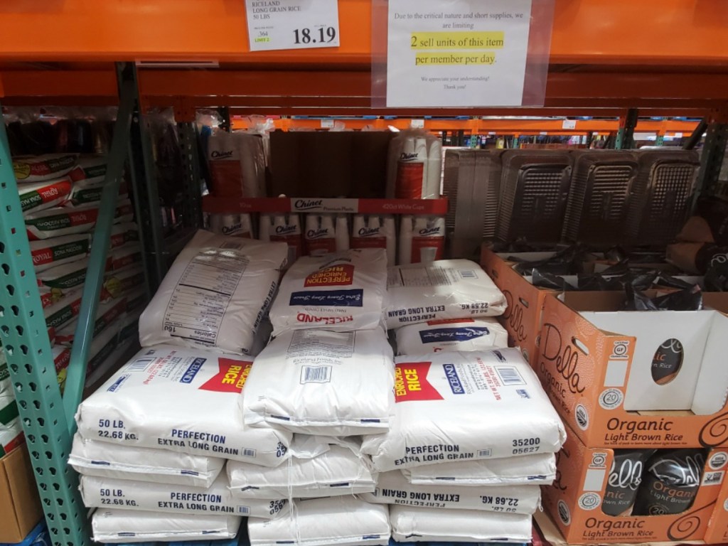 Bags of rice at Costco