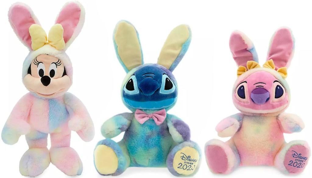 Three Disney character plush toys