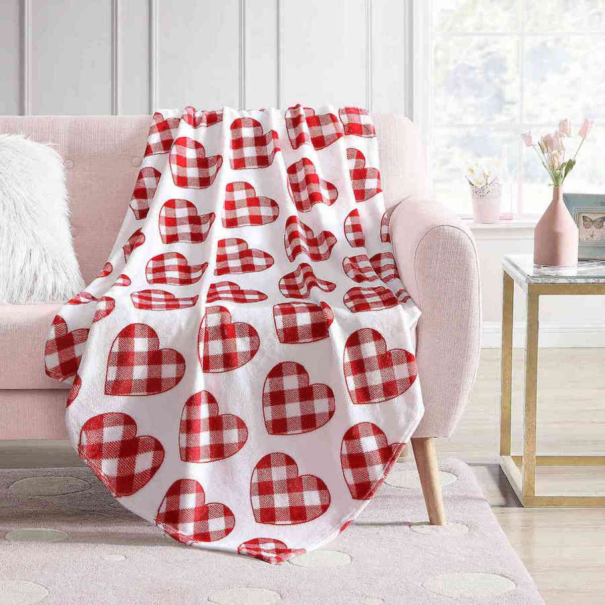 Heart Throw Blanket on couch