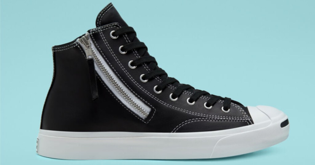 black Leather Side Zip Jack Purcell 