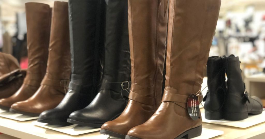 black and brown pairs of tall boots at macy's