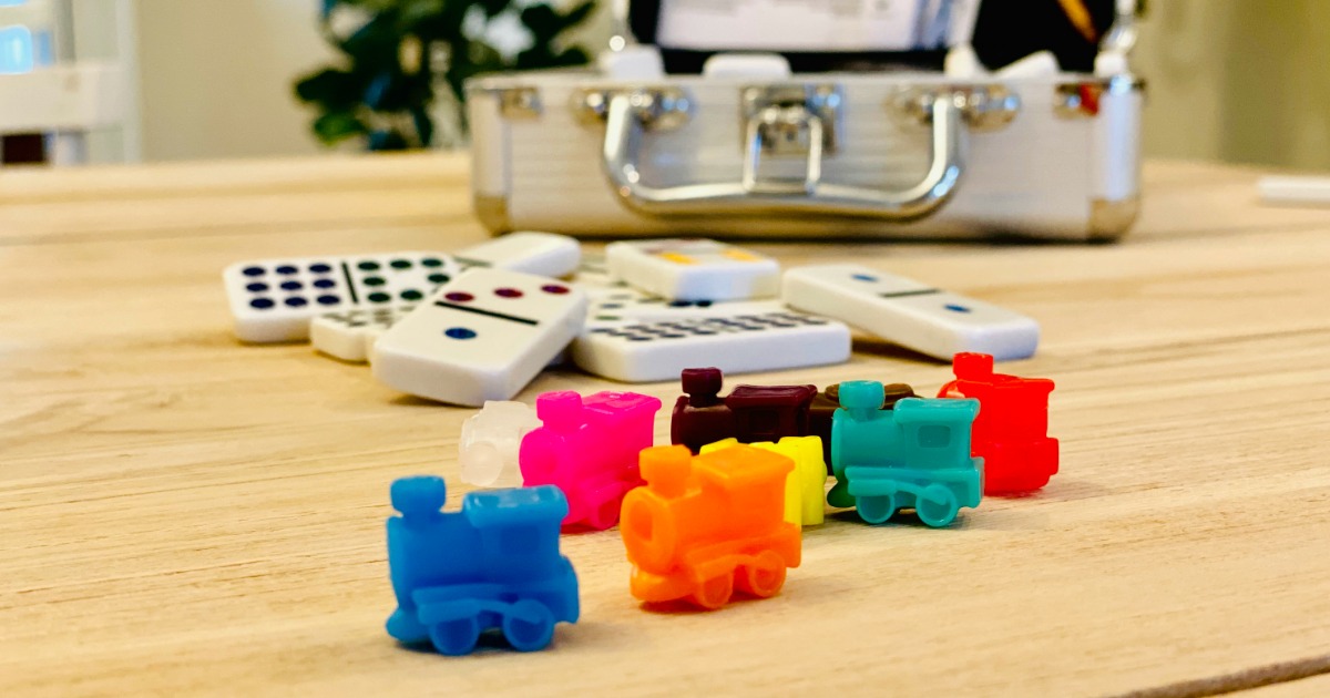 Mexican Train Domino Game pieces on table