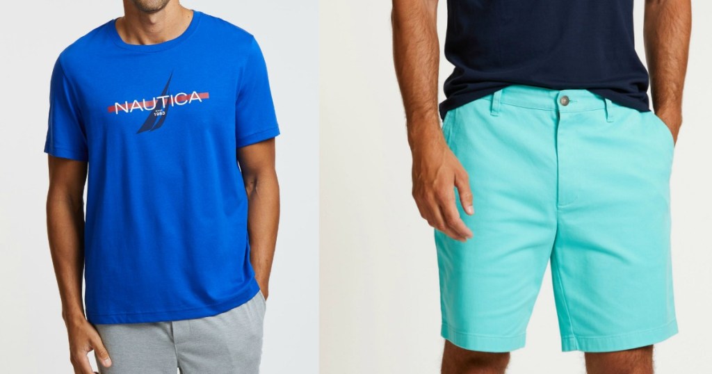 man wearing a Nautica shirt and shorts