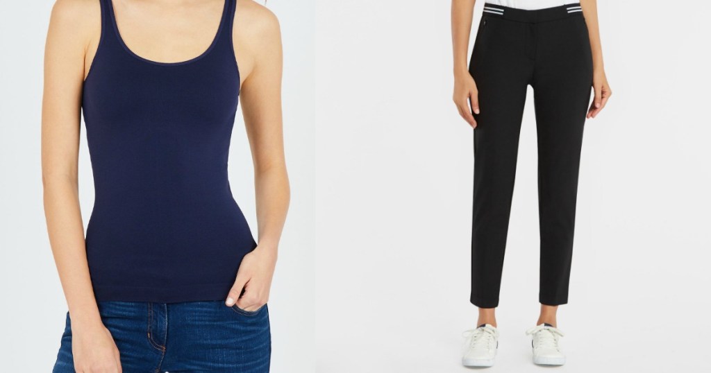 woman wearing a tank top and jeans