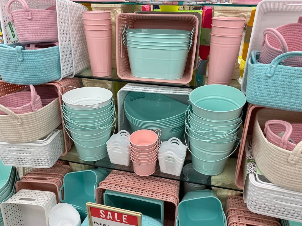 spring color storage containers, buckets, and totes at hobby lobby