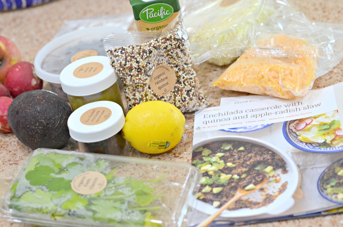 Sunbasket Meal Kit ingredients on countertop