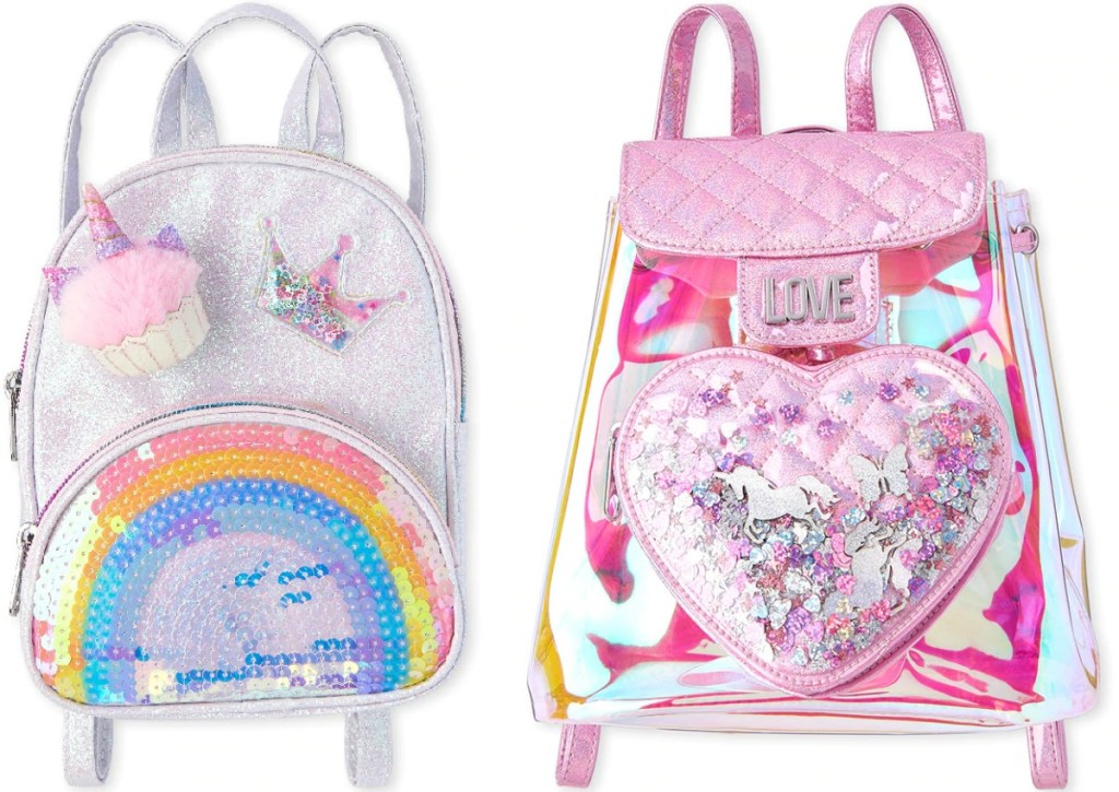 Two styles of girls mini backpacks
