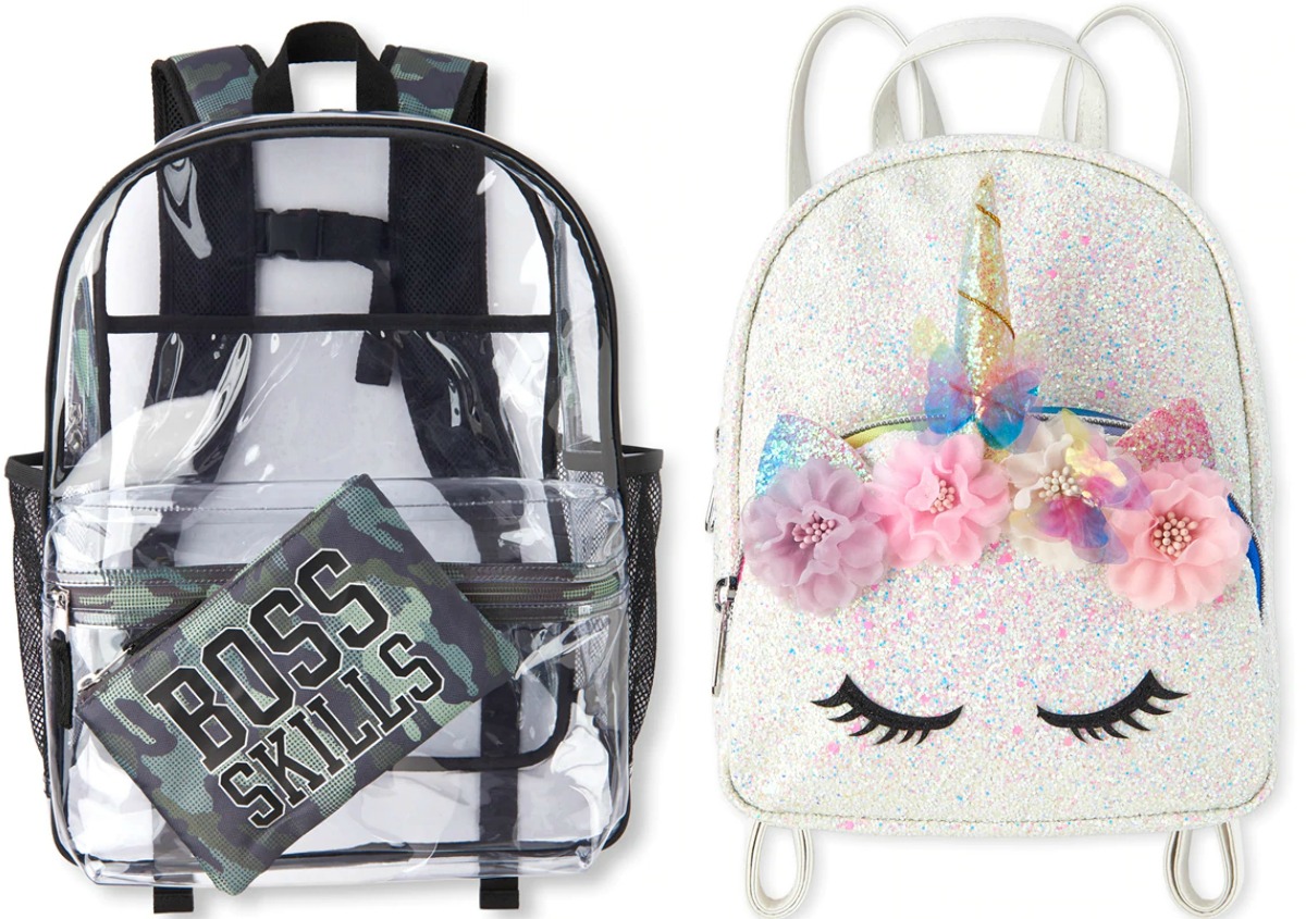 Two styles of kids backpacks