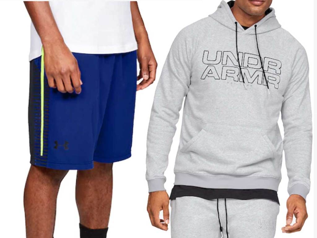 under armour shorts and hoodie