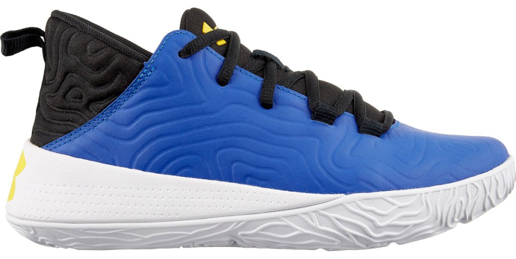 blue and white under Armour shoes