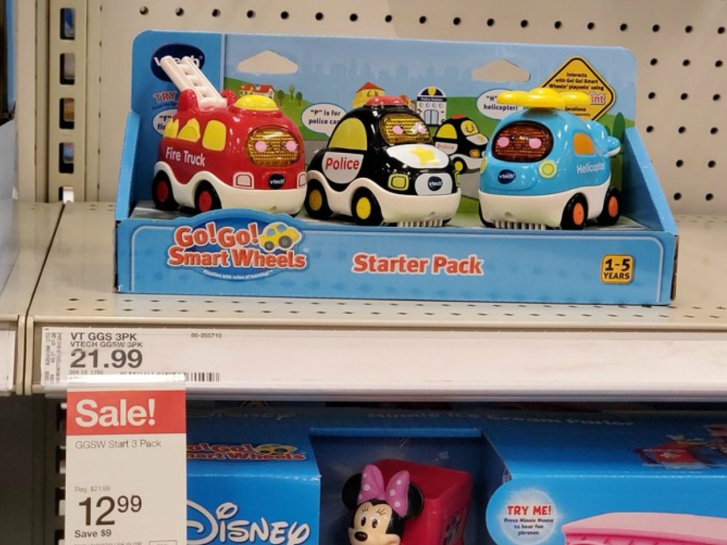 VTECH cars 3 pack on the shelf at Target