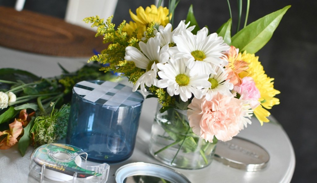 bath and bodyworks jar flower arrangement