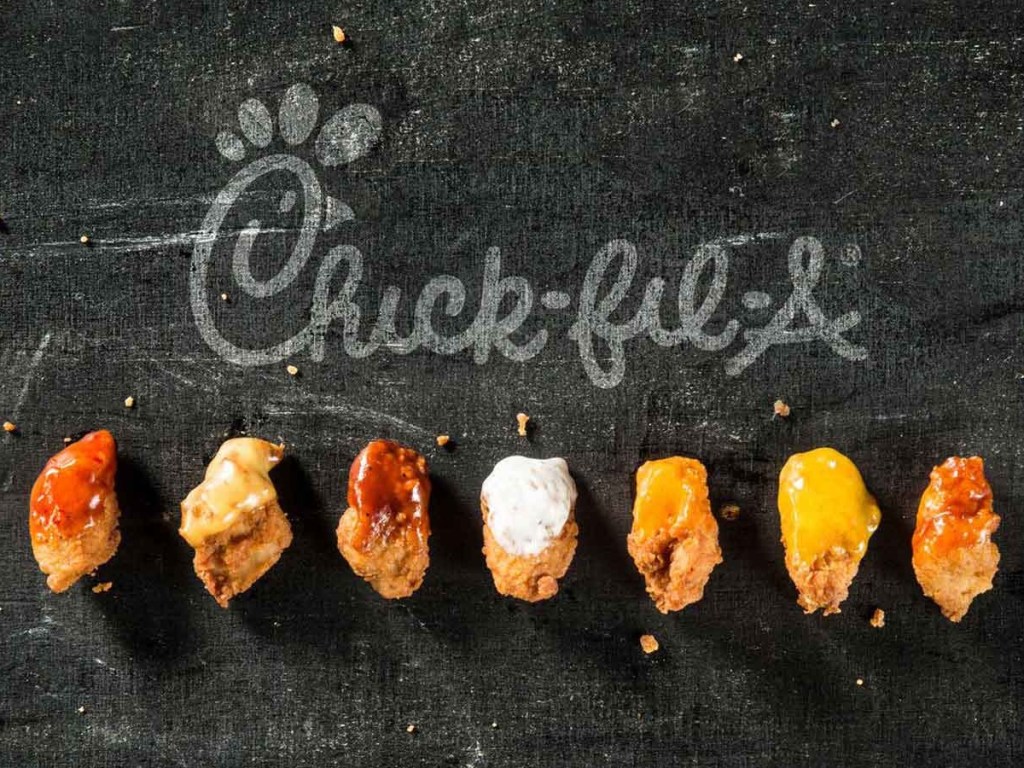 differen sauces on chicken nuggets