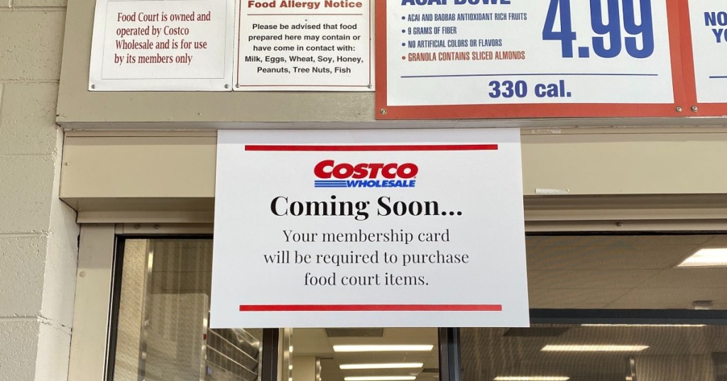 sign in Costco food court 