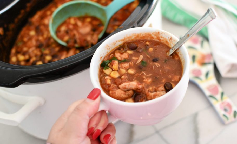 easy black bean chicken chili is one of our favorite easy Crock-Pot weeknight meals