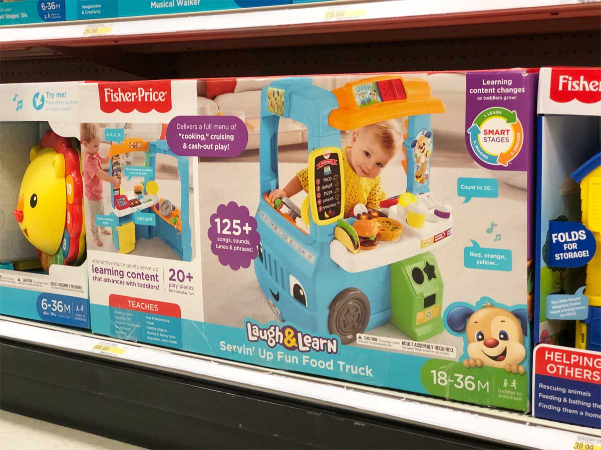 fisher price fun food truck on shelf in store