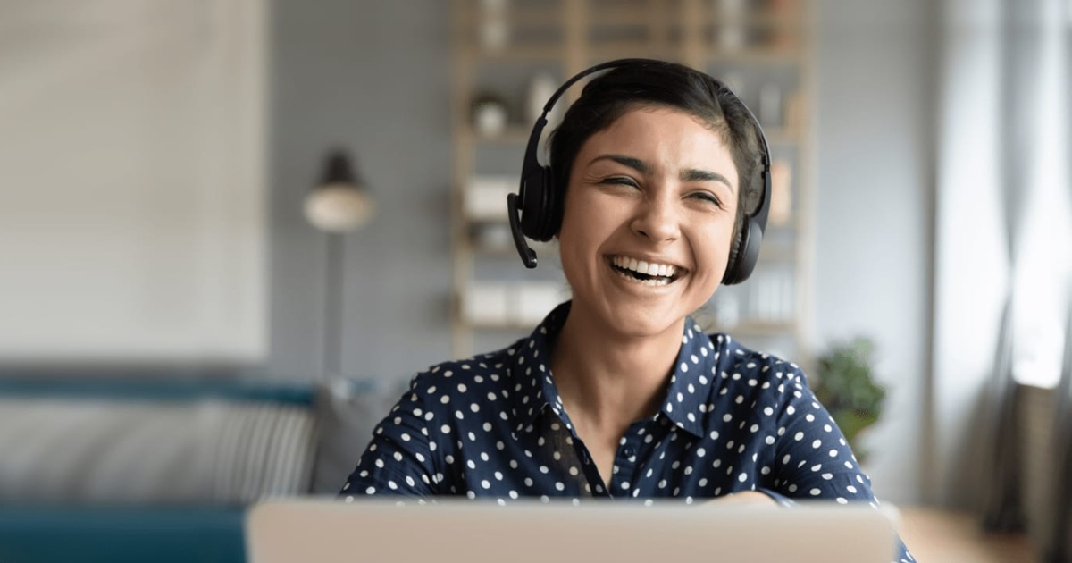 woman wearing headset