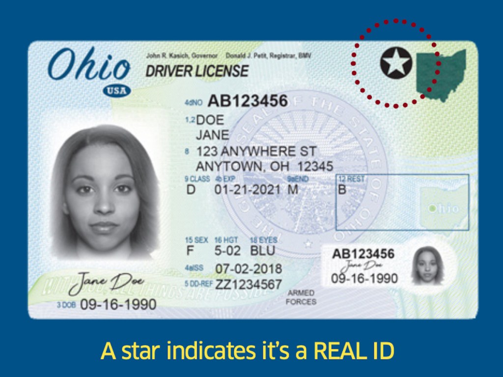 photo of an ohio real id 