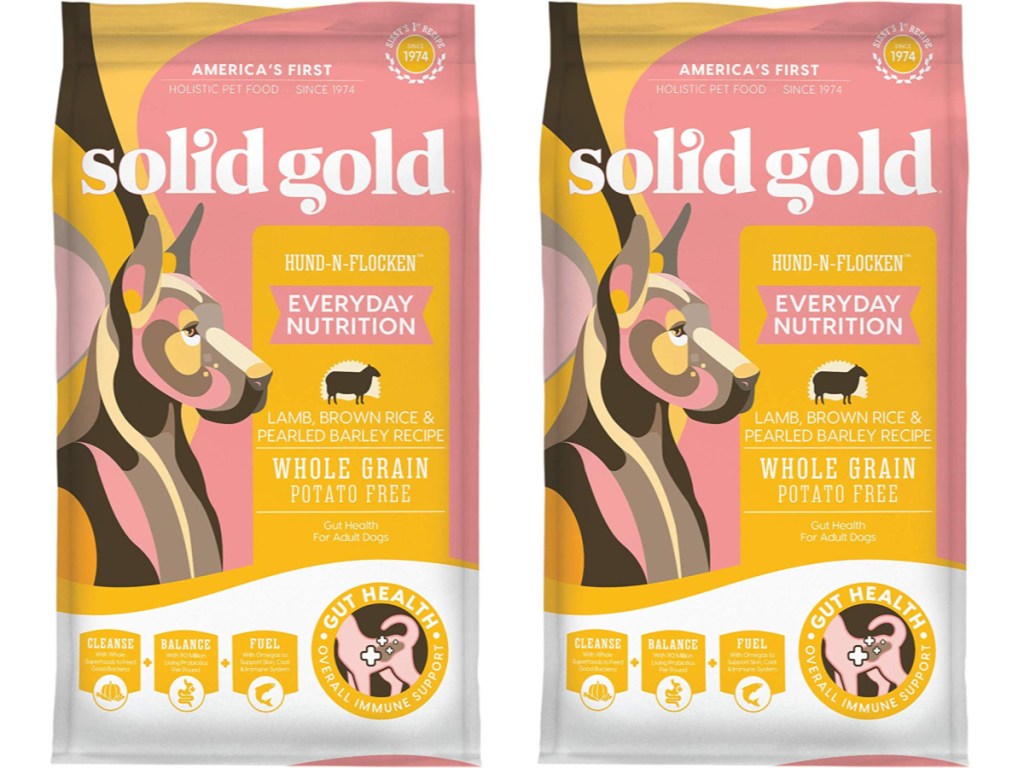 two bags of solid gold dog food