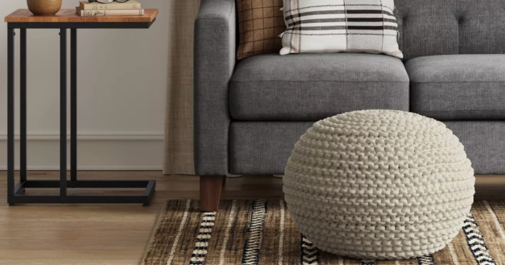 threshold cloverly knit pouf