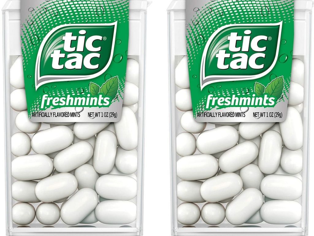 two packs of tic tac mints