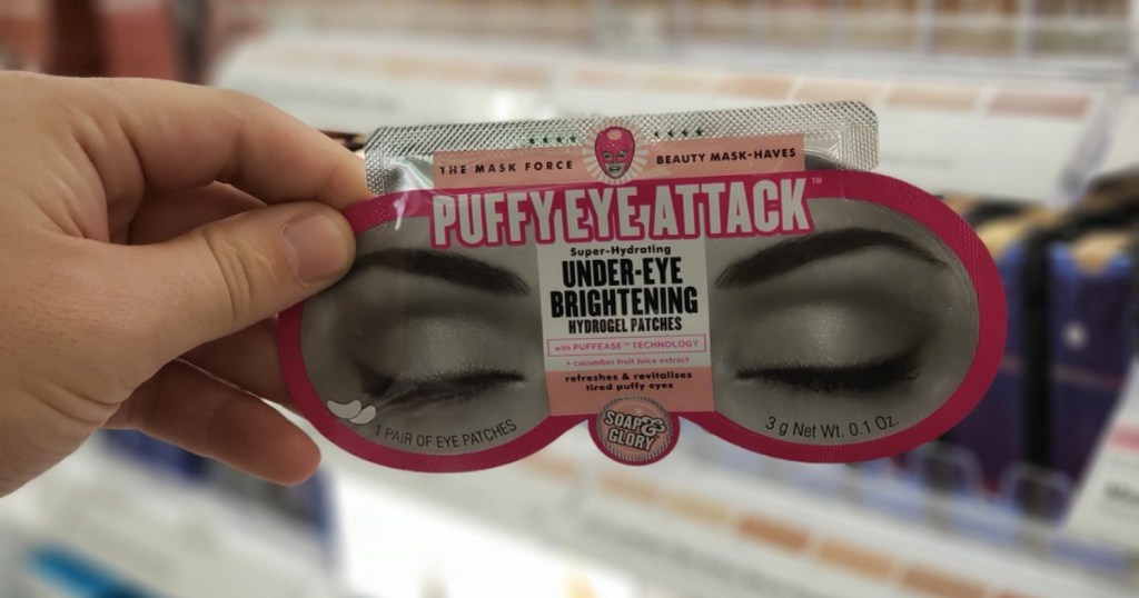 hand holding puffy eye attack in store