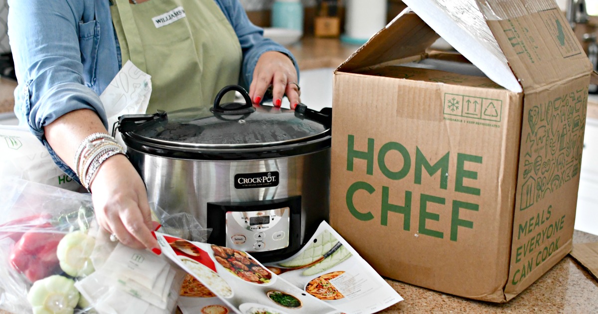 woman cooking a home chef slow cooker meal