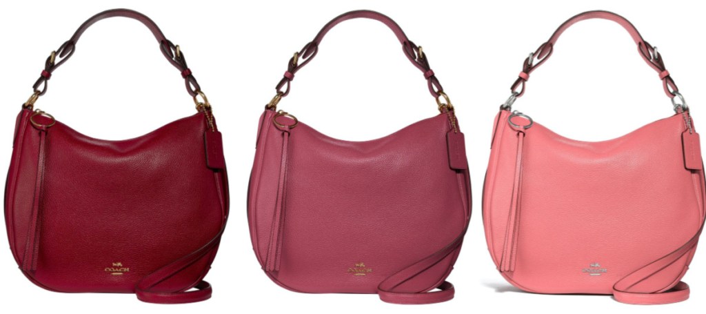 pink and red hand bags