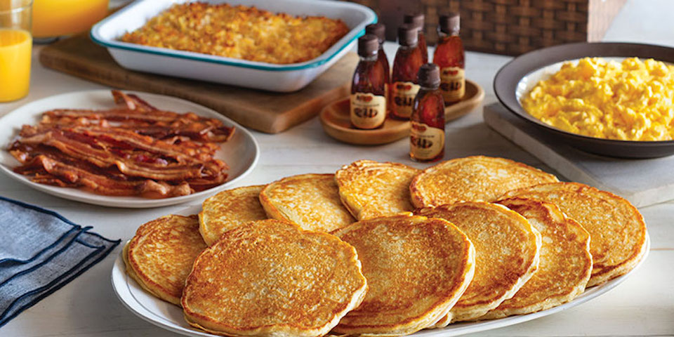 table with breakfast foods from cracker barrel