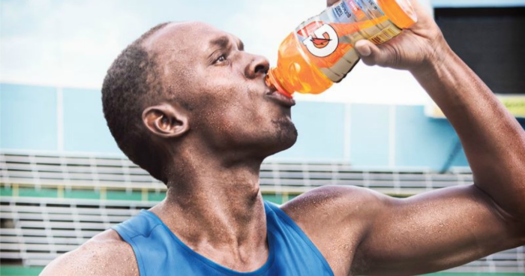 man drinking gatorade
