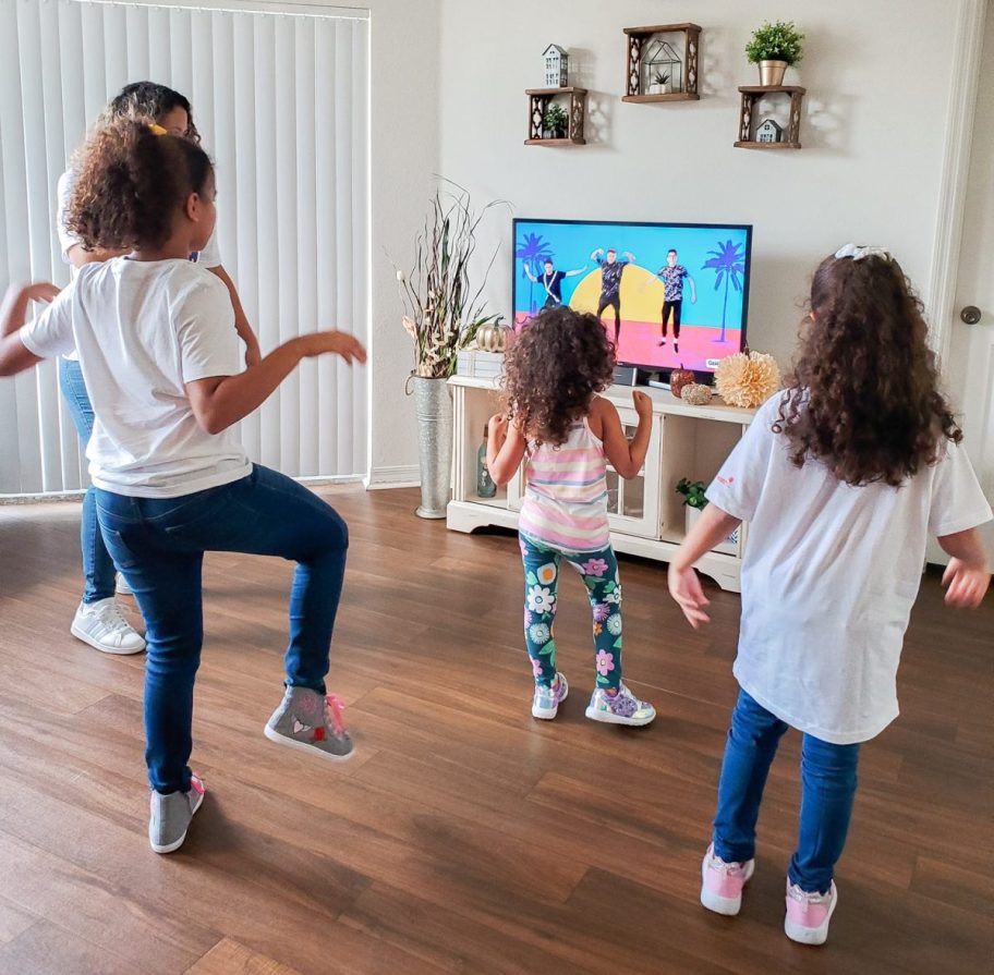 Kids using GoNoodle.com, one of the popular indoor activities for kids in 2024