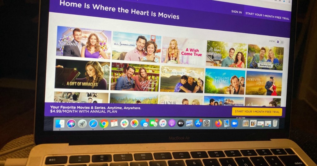 Hallmark movies on Macbook screen
