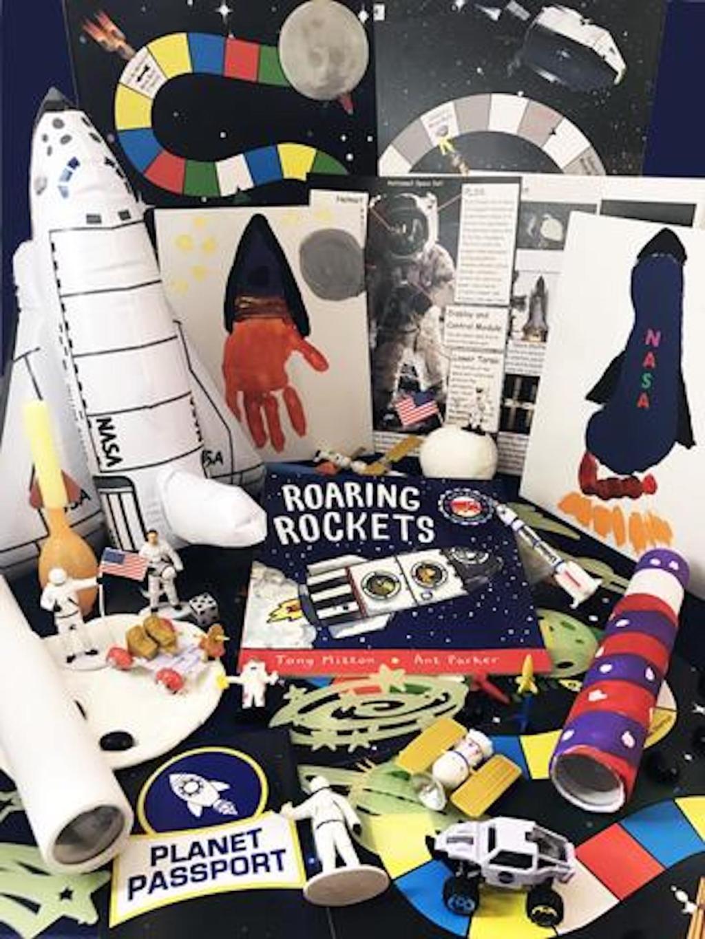 various rocket ship activities on display