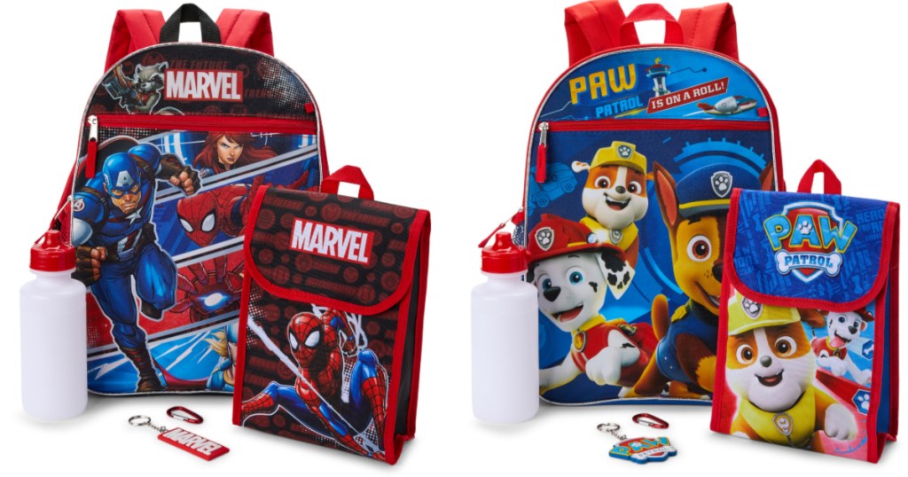 Marvel and Paw Patrol backpacks