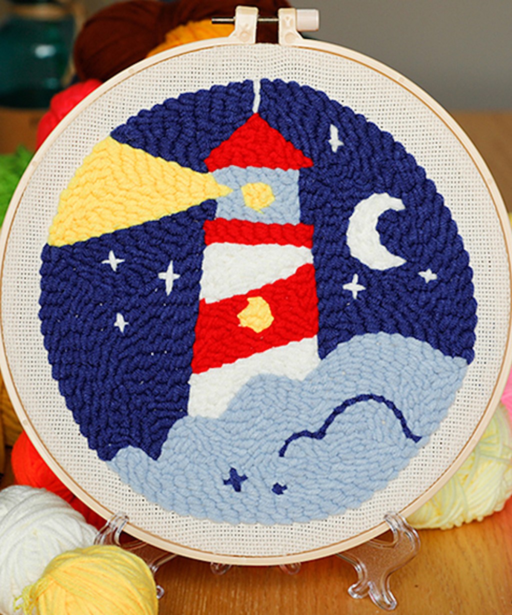 lighthouse punch needle image completed