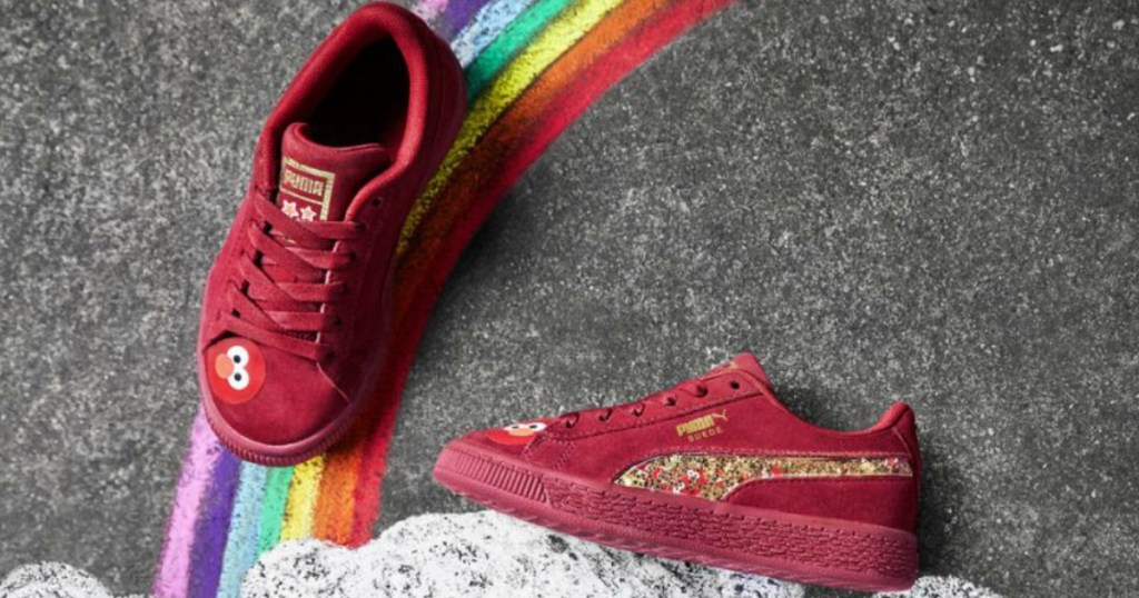 red toddler shoes with elmo from Sesame Street on them