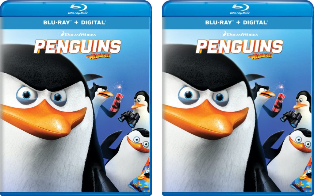 two pictures of kids animated penguin movie blu-ray cover art