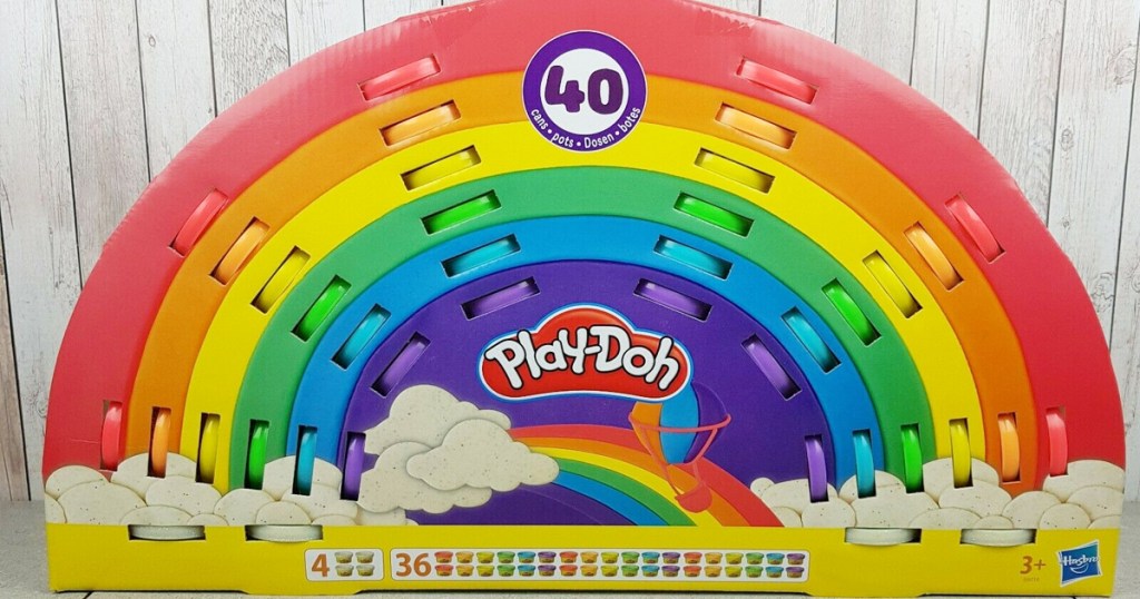 play-doh in rainbow shaped box