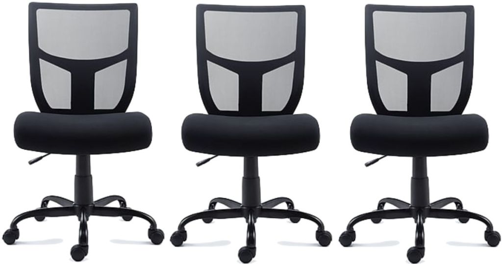 three Staples Mesh Back Fabric Task Chair