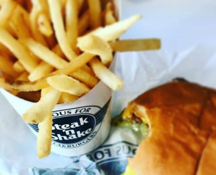 Steak ' Shake fries and a burger